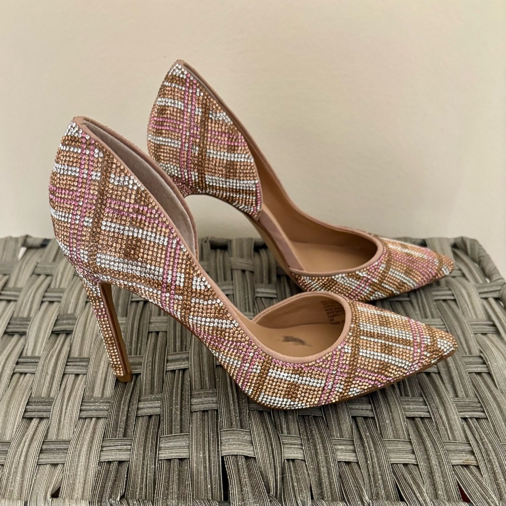 INC International Concepts Plaid Heels - Pink and Brown